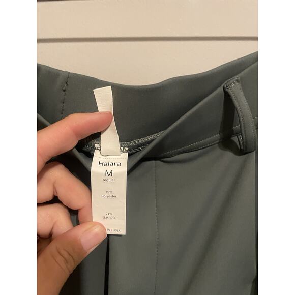 Halara High Waisted Pleated Wide Leg Crop Palazzo Pant Green Teal Sz M Utility - Picture 6 of 7